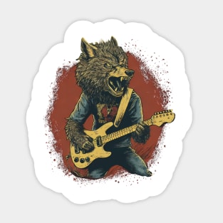 The wolf plays guitar Sticker